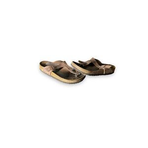 Birkenstock Gizeh Womens Sz 7 Leather Slip On Brown Flat Comfort Sandals